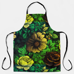 Unique Colors Vintage Floral Print Apron