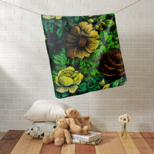 Unique Colors Vintage Floral Print Baby Blanket