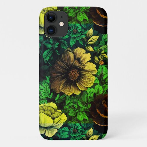 Unique Colors Vintage Floral Print iPhone 11 Case