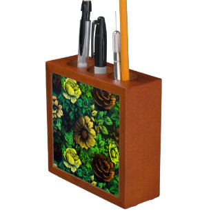 Unique Colors Vintage Floral Print Desk Organizer