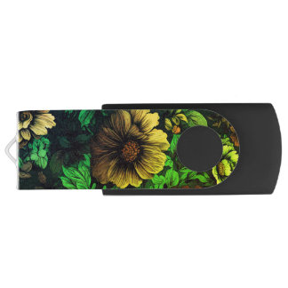Unique Colors Vintage Floral Print Flash Drive