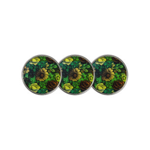 Unique Colors Vintage Floral Print Golf Ball Marker