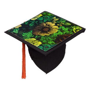 Unique Colors Vintage Floral Print Graduation Cap Topper