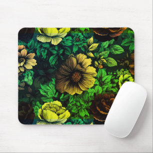 Unique Colors Vintage Floral Print Mouse Pad