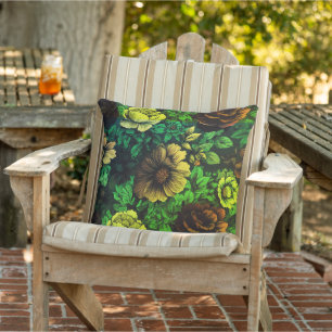 Unique Colors Vintage Floral Print Outdoor Pillow