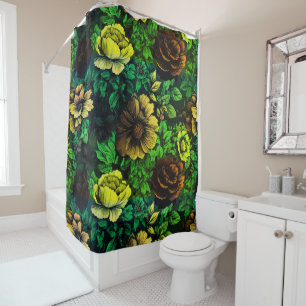 Unique Colors Vintage Floral Print Shower Curtain