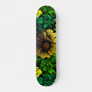 Unique Colors Vintage Floral Print Skateboard