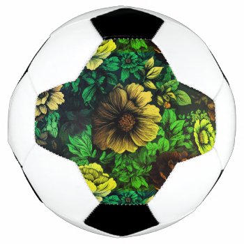 Unique Colors Vintage Floral Print Soccer Ball by kahmier at Zazzle