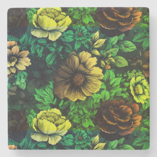 Unique Colors Vintage Floral Print Stone Coaster