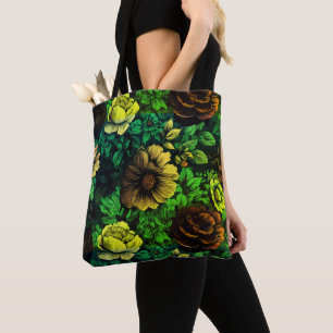 Unique Colors Vintage Floral Print Tote Bag