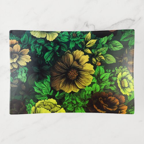 Unique Colors Vintage Floral Print Trinket Tray