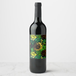 Unique Colors Vintage Floral Print Wine Label