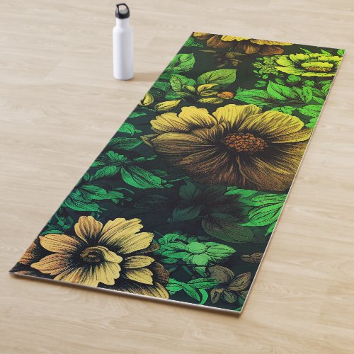Unique Colors Vintage Floral Print Yoga Mat