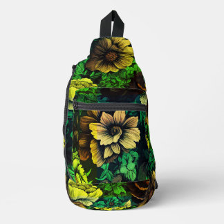 Unique Colors Vintage Green Floral Print Sling Bag