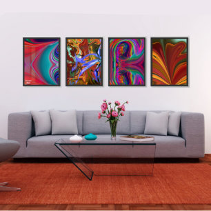 Unique Colourful Abstract Marble Liquified Wall Art Sets