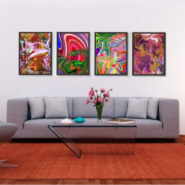 Unique Colourful Abstract Marble Liquified  Wall Art Sets (Creator Uploaded)
