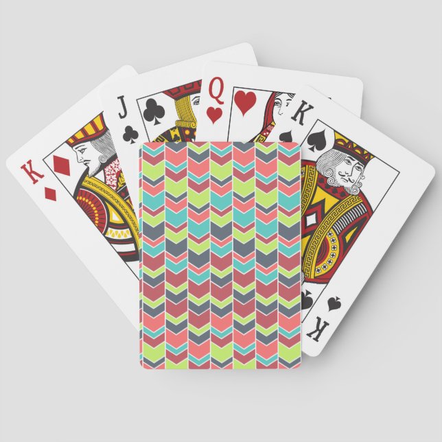 Unique Colourful Modern Chevron Pattern Poker Cards (Back)