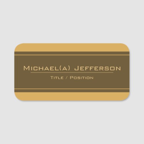 Unique Combination Of Mustard Yellow  Brown Chic Name Tag
