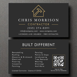 Unique Construction Modern Black Gold QR Code Business Card