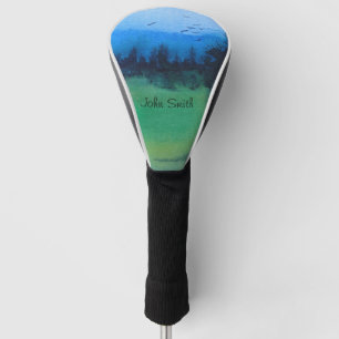 unique contempory design of spooky woodland golf head cover