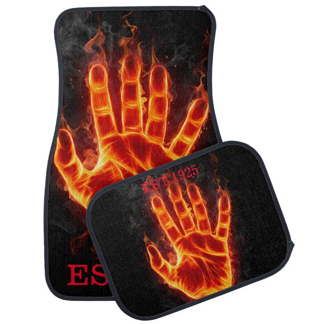 Unique cool blalck hot red fire hands for him car  floor mat (Set)