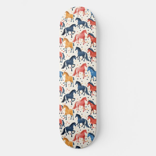 Unique Cool Horse Lover Design Skateboard (Front)