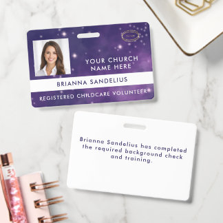 Unique Cool Nebula Space Volunteer Photo ID Badge