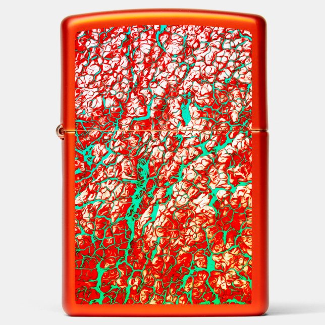 Unique Cool Orange Red Pink Green Abstract Pattern Zippo Lighter (Front)
