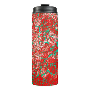 Unique Cool Pink Red Green Abstract Pattern Thermal Tumbler