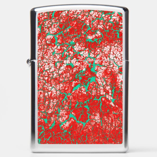 Unique Cool Pink Red Green Abstract Pattern Zippo Lighter (Front)