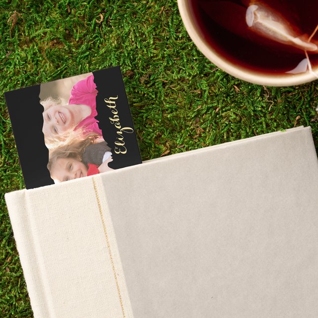 Unique Cool Torn Photo Collage Black Gold Monogram Bookmarks (Unique Cool Torn Photo Collage Black Gold Monogram Bookmarks)