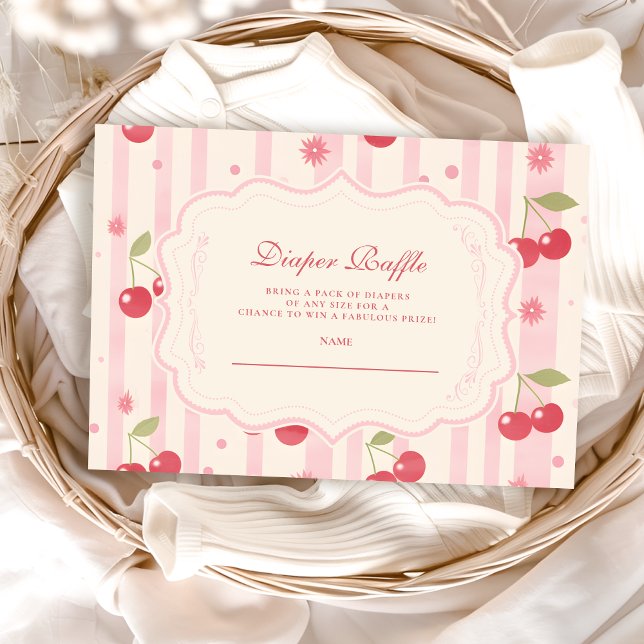 Unique Coquette Cherry on Top Baby Diapper Raffle Enclosure Card (Creator Uploaded)