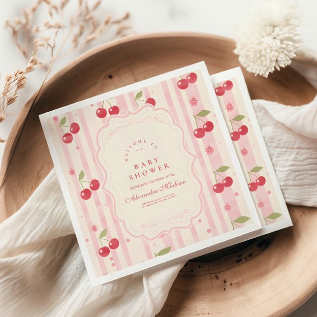 Unique Coquette Cherry on Top Baby Shower Napkins (Creator Uploaded)