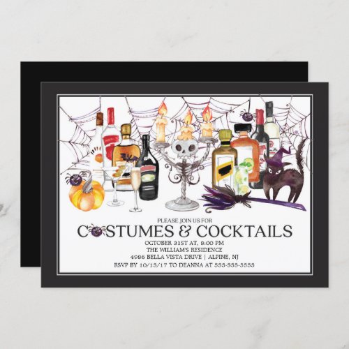 Unique Costumes  Cocktails Halloween Party Invitation