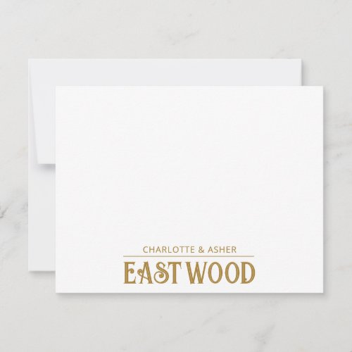 Unique Couple Gold Name Monogram Note Card