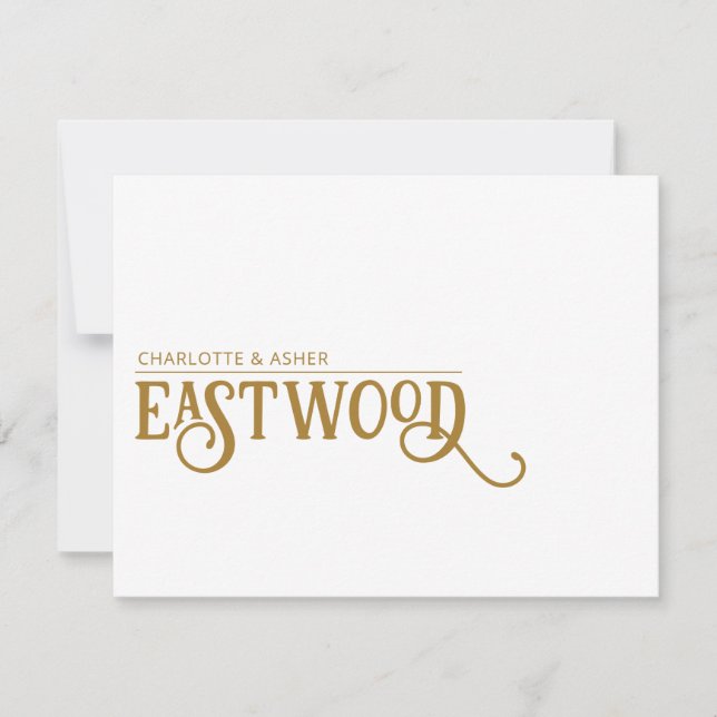 Unique Couple Name Gold Note Card (Front)