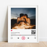 Unique Couple Personalized QR Code Any Song Photo Poster<br><div class="desc">Modern and elegant design printed Unique Couple Personalized QR Code Any Song Photo that can be customized with your text. Please click the "Customize it" button and use our design tool to modify this template. If you want change time marker location use spacebar to move the circle dot. Check out...</div>