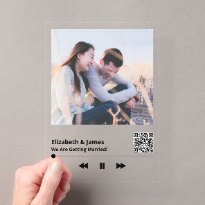 Unique Couple Photo Music Plaque QR Code Wedding Acrylic Invitations