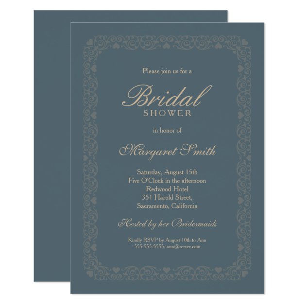 Unique Creative Elegent Navy Blue Bridal Shower Invitation