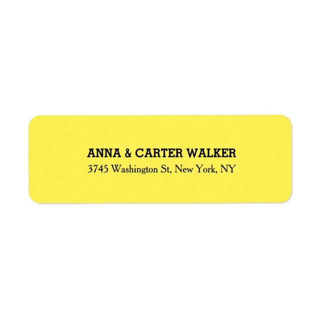 Unique Creative Plain Yellow Stylish Family Name Label (Front)