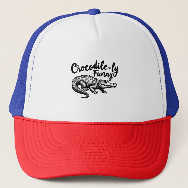 Unique Crocodile T-Shirt fun Graphic  Trucker Hat (Front)