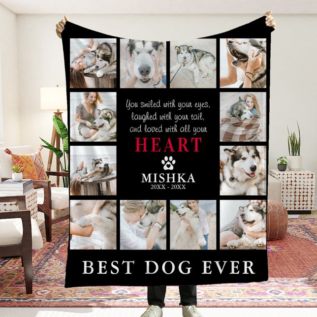 Unique Custom 12 Photo Collage Pet Loss Dog/Cat Fleece Blanket (Creator Uploaded)