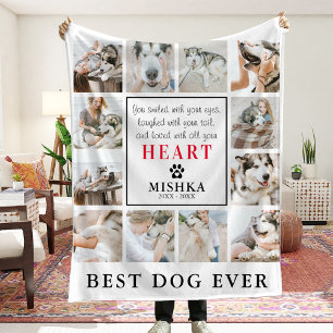 Unique Custom 12 Photo Collage Pet Loss Dog/Cat Fleece Blanket