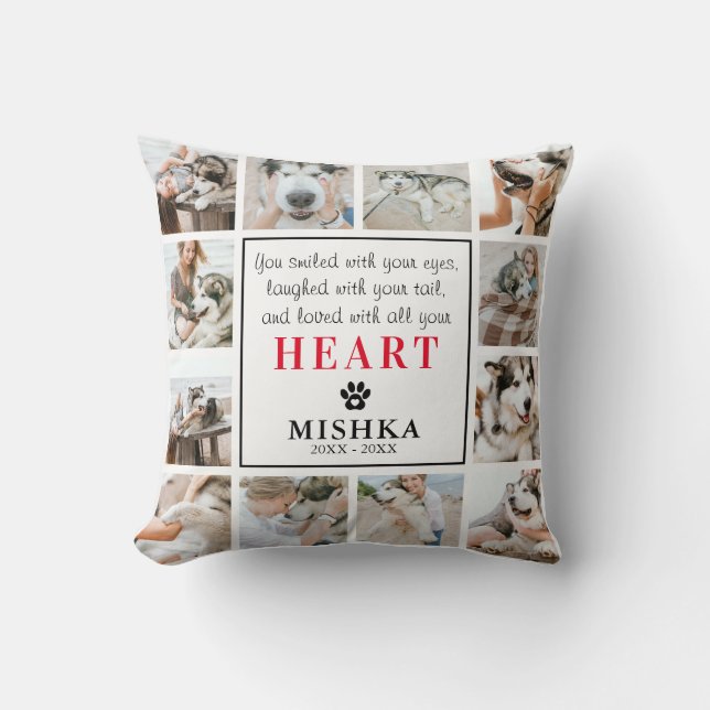 Unique Custom 12 Photo Pet Loss Dog/Cat Throw Pillow (Front)