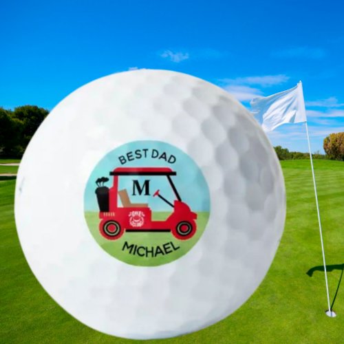 Unique Custom Best Dad Golf Cart Monogram Name    Golf Balls