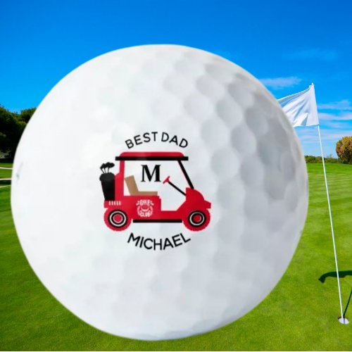Unique Custom Best Dad Golf Cart Monogram Name     Golf Balls