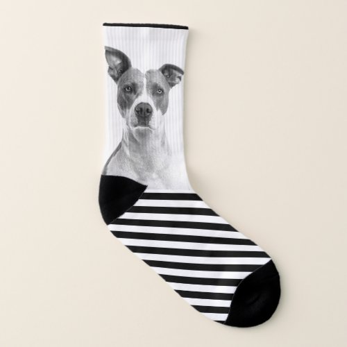 Unique custom black and white picture socks