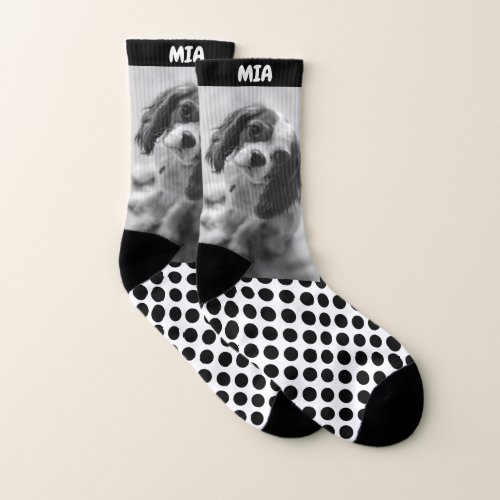 Unique custom black and white picture x2 socks