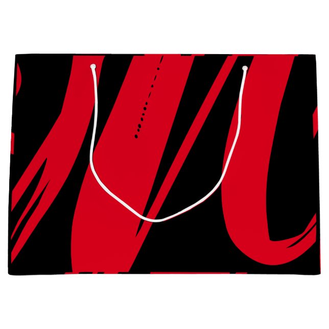 Unique Custom Black & Red Large Gift Bag (Front)