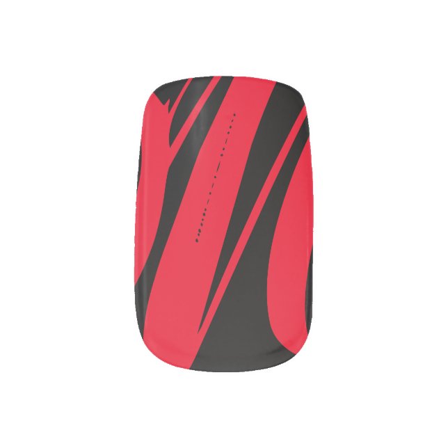 Unique Custom Black & Red Minx Nail Art (Right Thumb)